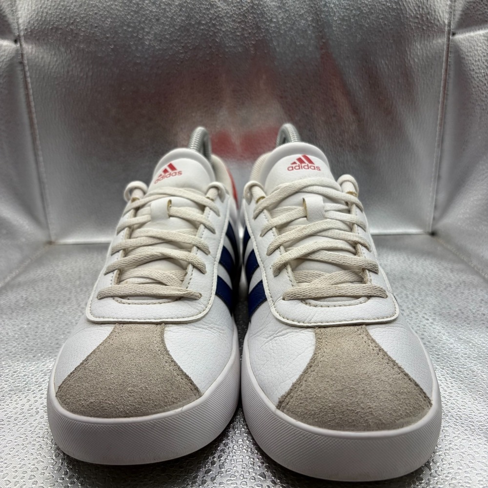 Size 5 Adidas VL Court 3.0 White Navy Blue Stripes Mens Athletic Shoes IE6224 - Picture 3 of 9